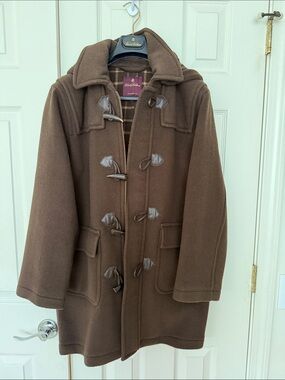 Brooks Brothers Brown Kids Wool Toggle Pea Coat